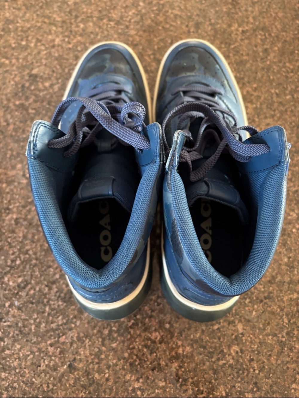 Coach Men'sBlue Camouflage High Top Sneakers-9.5 - Picture 5 of 9